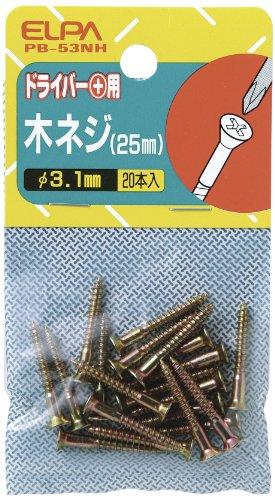 ELPA Wood Screws 25mm for Phillips Screwdriver + φ3.1mm 20-Pack PB-53NH