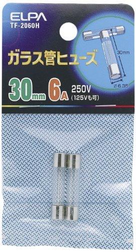 ELPA Glass Tube Fuse 30mm 2-Pack 250V 6A TF-2060H