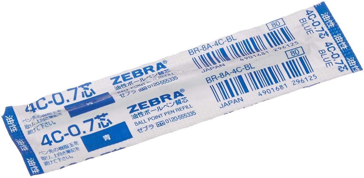 ZEBRA Ballpoint Pen Refill 4C-0.7mm Refill Ink Color: Blue BR-8A-4C-BL