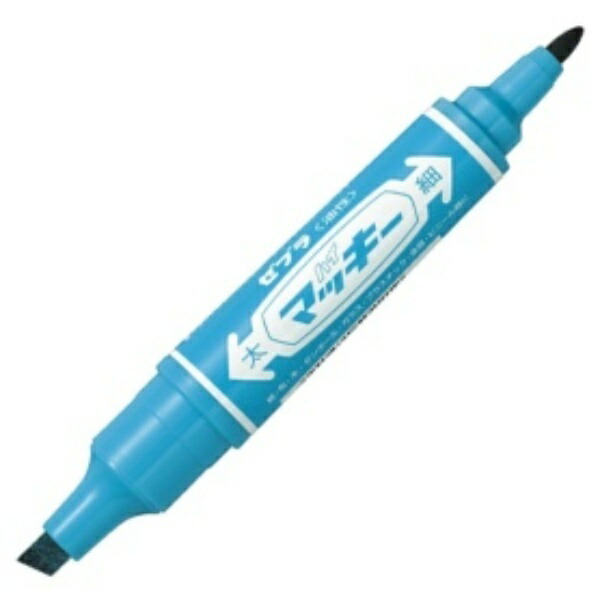 Zebra Oil-Based Marker Hi-Marky Square Tip Bold + Round Tip Fine Light Blue MO-150-MC-LB 1 piece