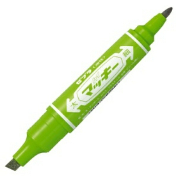 Zebra Oil-Based Marker Hi-Marky Square Tip Bold + Round Tip Fine Light Green MO-150-MC-LG 1 piece