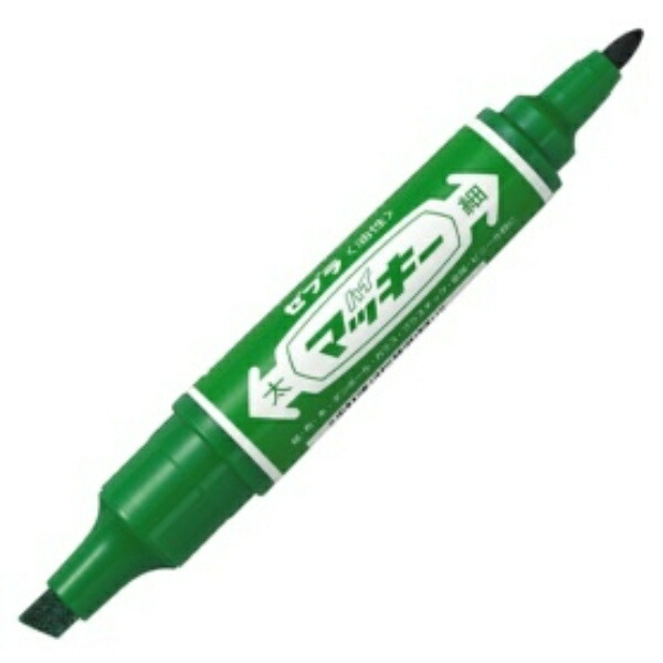Zebra Oil-Based Marker Hi-Marky Square Tip Bold + Round Tip Fine Green MO-150-MC-G 1 piece