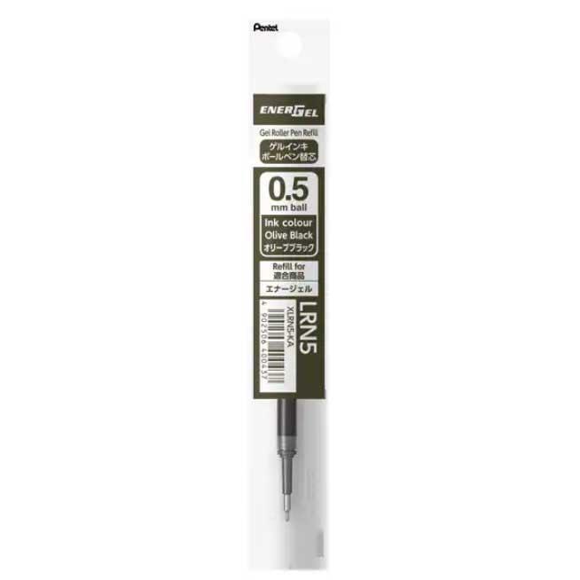 Pentel Energel Refill Replacement Cartridge 0.5mm Olive Black 1-Pack XLRN5-KA