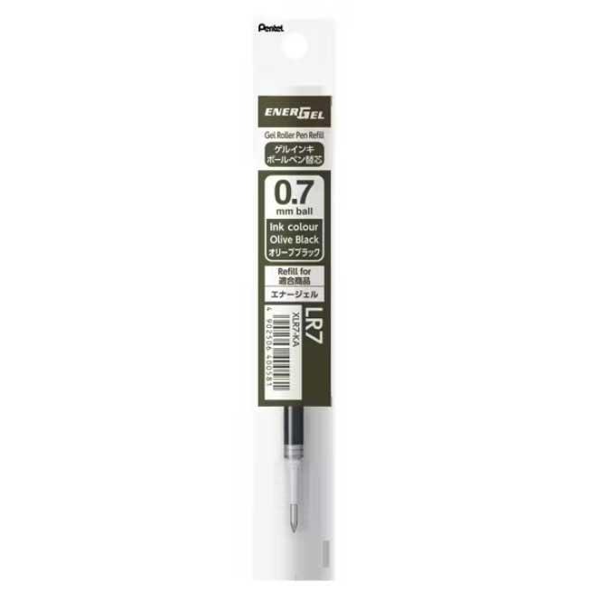 Pentel Energel Refill Replacement Cartridge 0.7mm Olive Black 1-Pack XLR7-KA