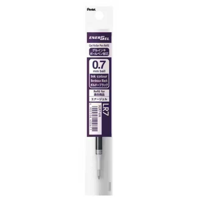 Pentel Energel Refill Replacement Cartridge 0.7mm Bordeaux Black 1-Pack XLR7-VA
