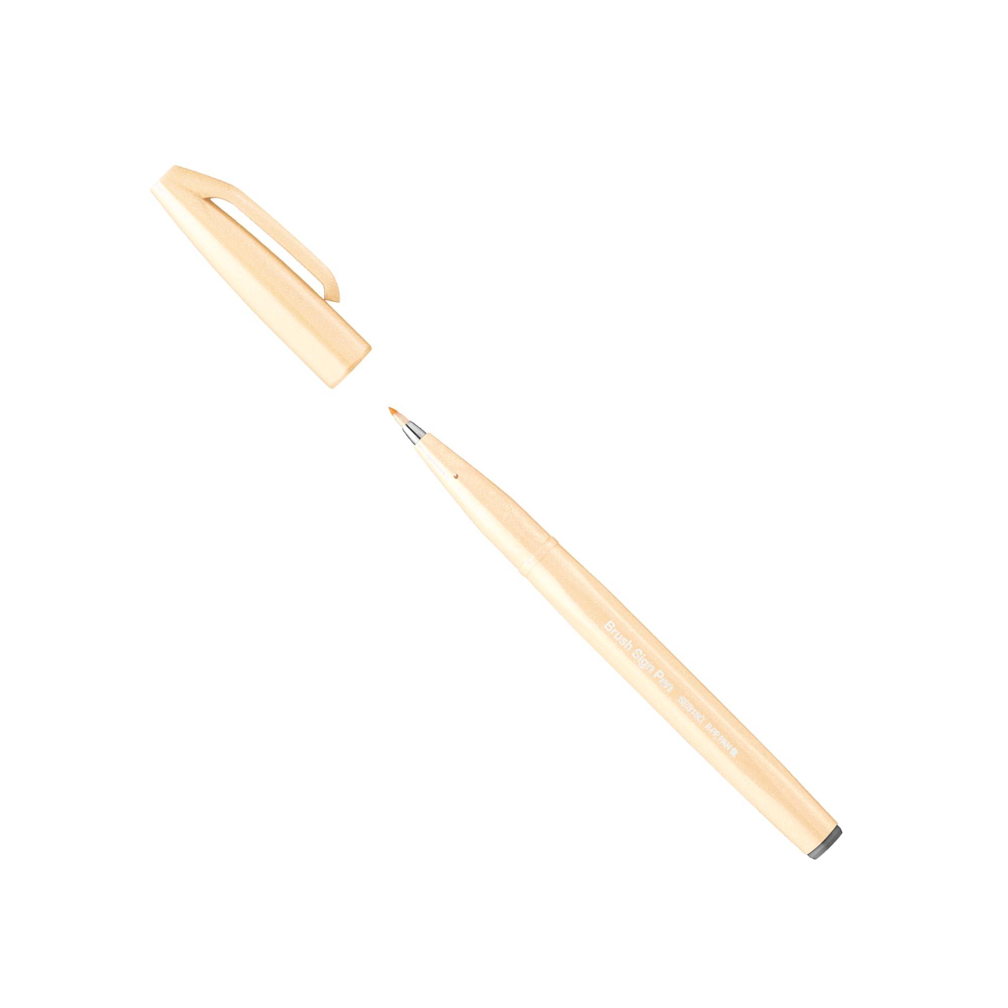 Brush Touch Sign Pen Pale Orange ● Quantity: 1 pen ● Dimensions: Width 18 × Depth 13 × Height 133 mm ● Weight: 9 g ● Length: 133 mm ● Ink Type: Water-based dye ● Disposable ● Material: Made with recycled materials