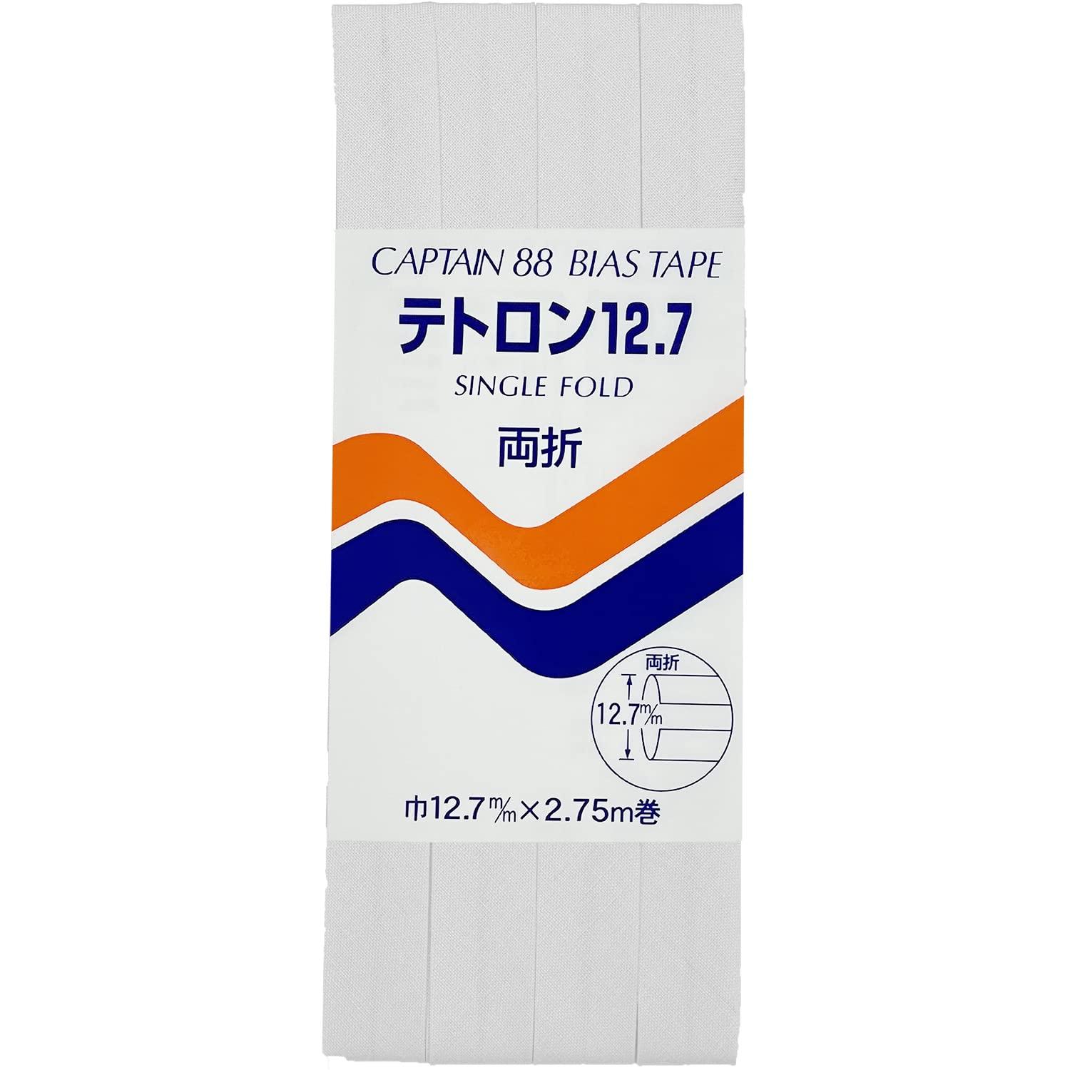 CAPTAIN88 Tetron 12.7 Bias Tape Double Fold 12.7mm Width × 2.75m Roll #301 White CP4