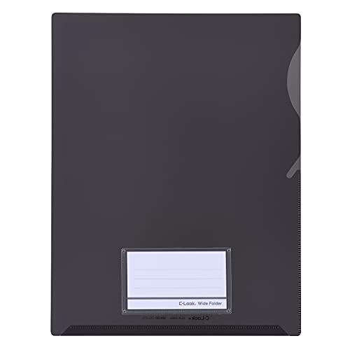 Seki-Sei Clear Folder Sealook Wide Folder with Business Card Pocket, Smoke CLK-2404-63