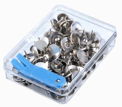 Veloss Double-Headed Drawing Pins, Nickel, SB-102, Silver, 60 Pieces