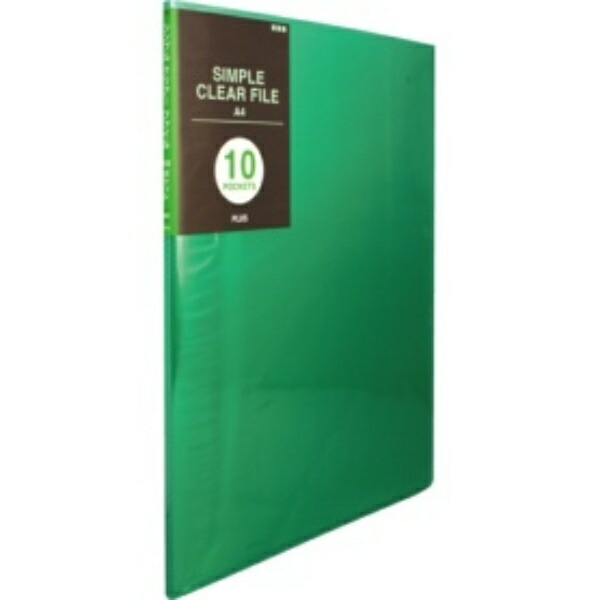 Plus Simple Clear File FC-210SC A4-S 10 Pockets Green 98-152