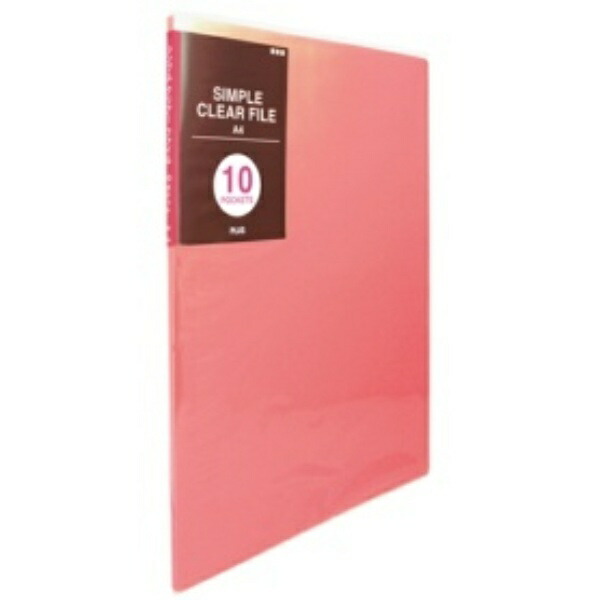 Plus Simple Clear File FC-210SC A4-S 10-Pocket Pink 98-154