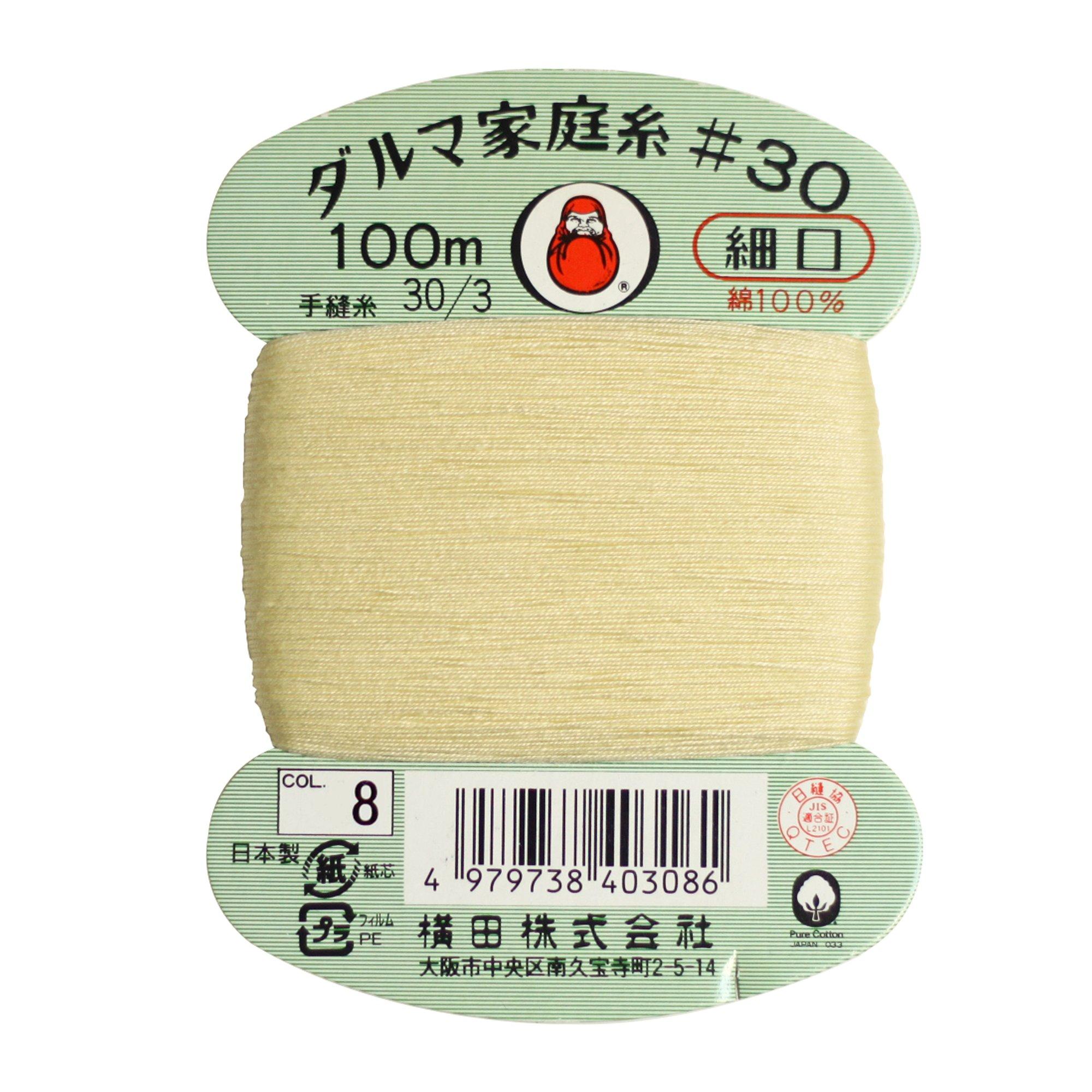 Yokota Daruma Home Sewing Thread Hand Sewing Thread 30 Count Fine Gauge col.8 Cream 100m 01-0130