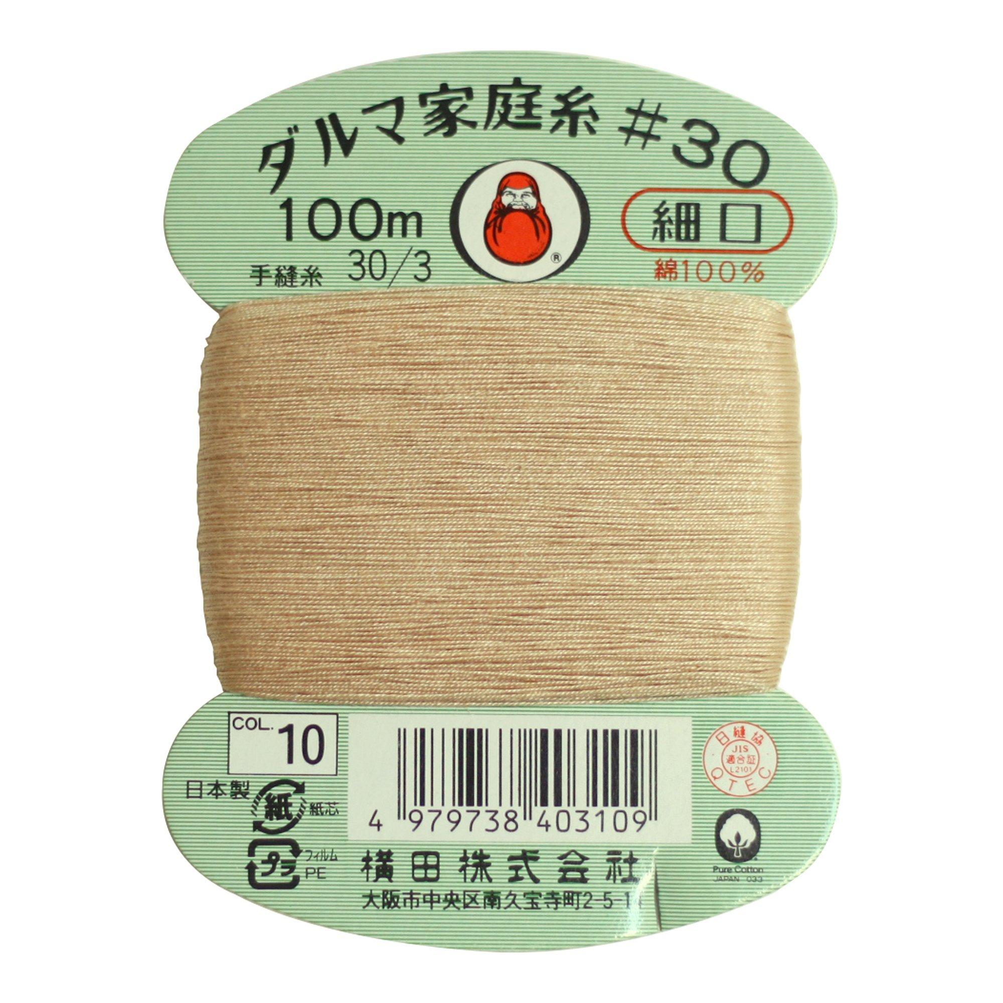 Yokota Daruma Home Sewing Thread Hand Sewing Thread 30 Count Fine Gauge 100m Spool col.10 Beige 0115