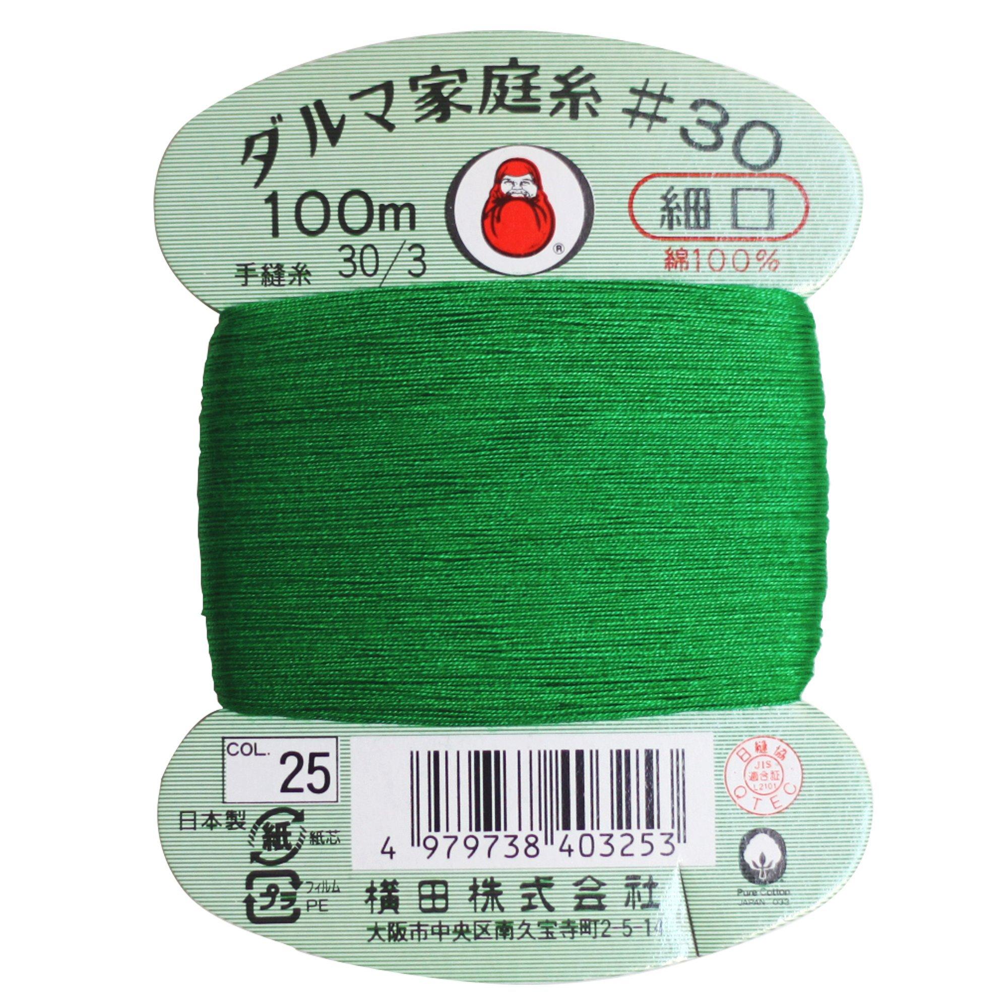 Yokota Daruma Home Sewing Thread Hand Sewing Thread No. 30 Fine Gauge 100m Roll col.25 Green 0115