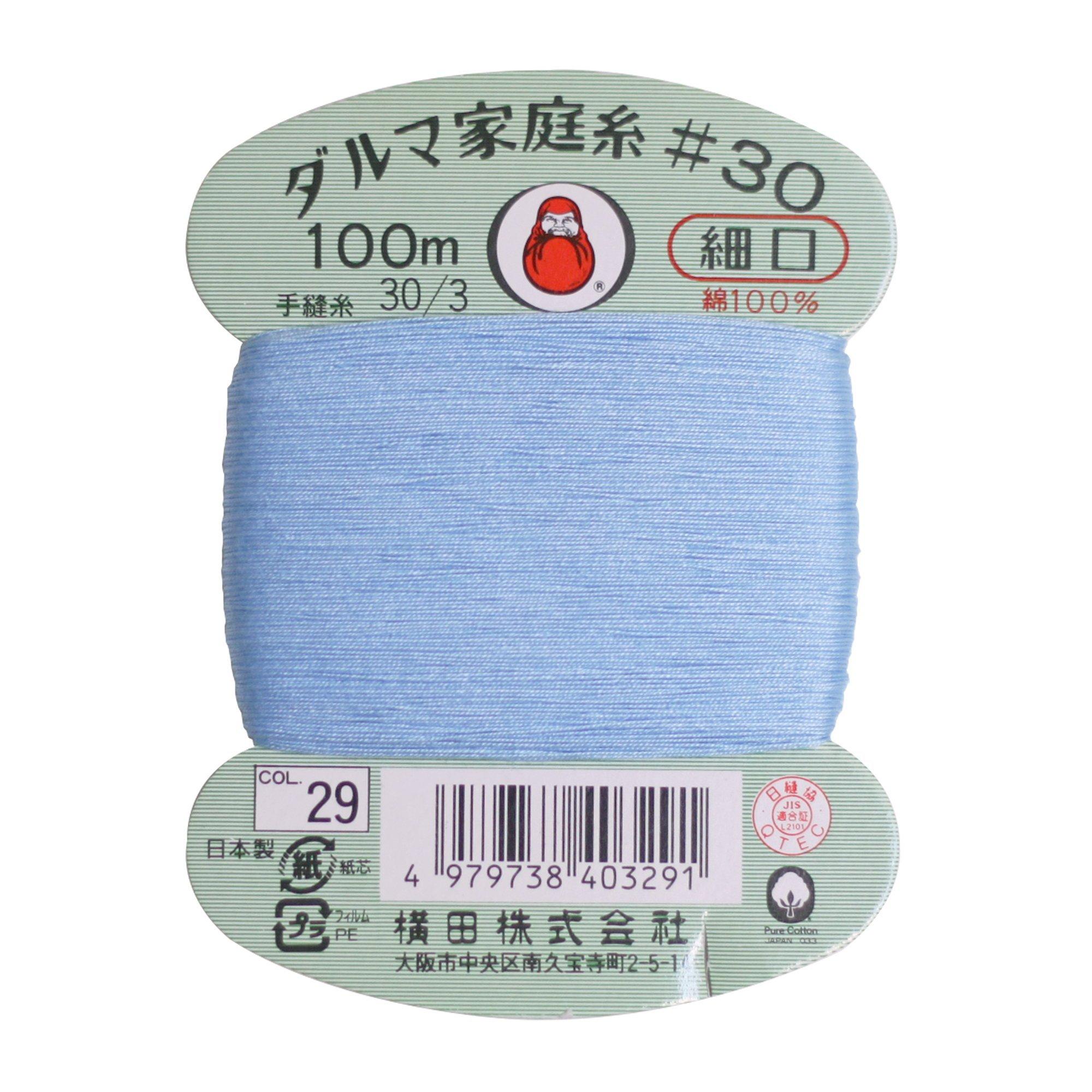 Yokota Daruma Home Sewing Thread Hand Sewing Thread 30 Count Fine Gauge 100m Spool col.29 Blue 0115