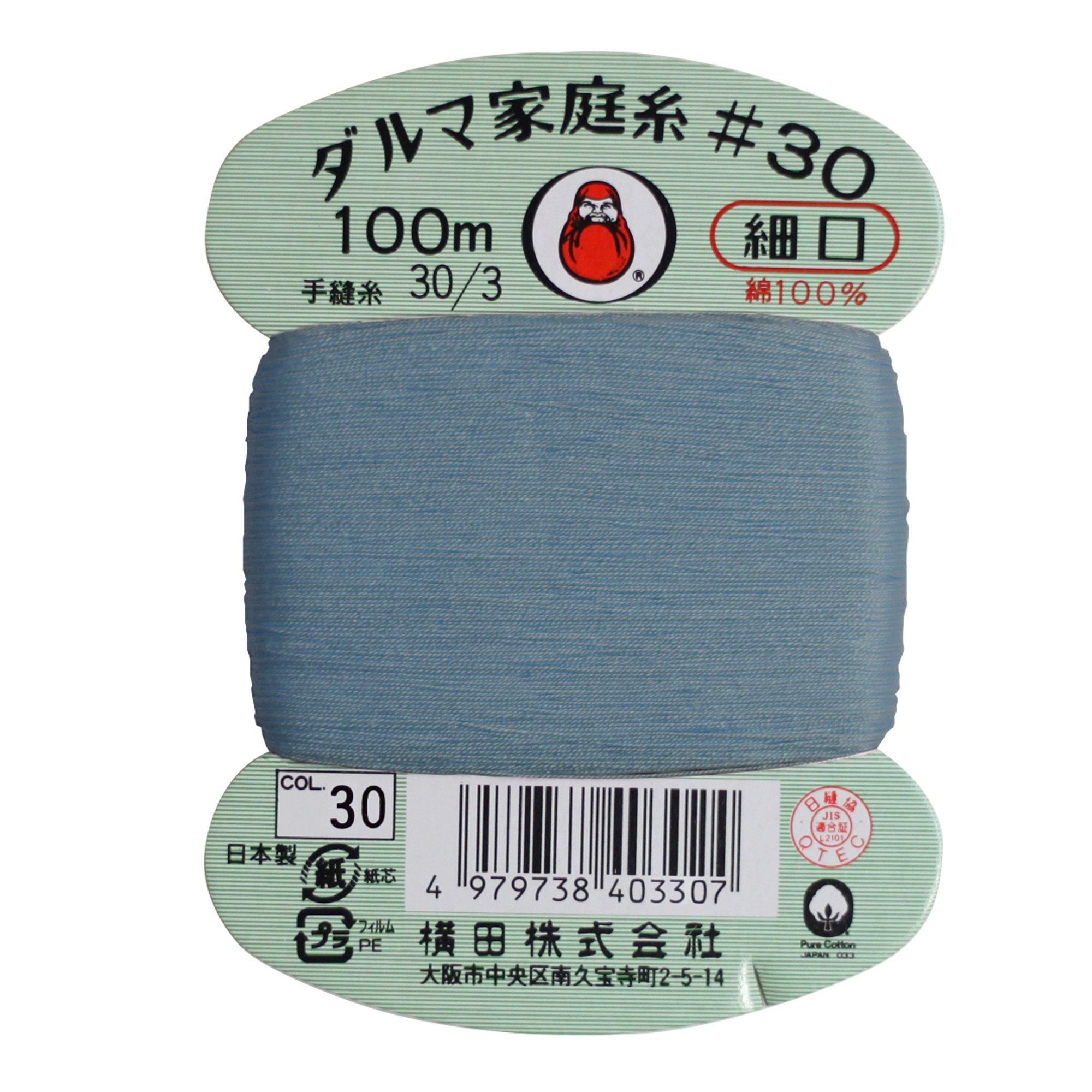 Yokota Daruma Home Sewing Thread Hand Sewing Thread 30 Count Fine Gauge 100m Spool col.30 Blue 0115
