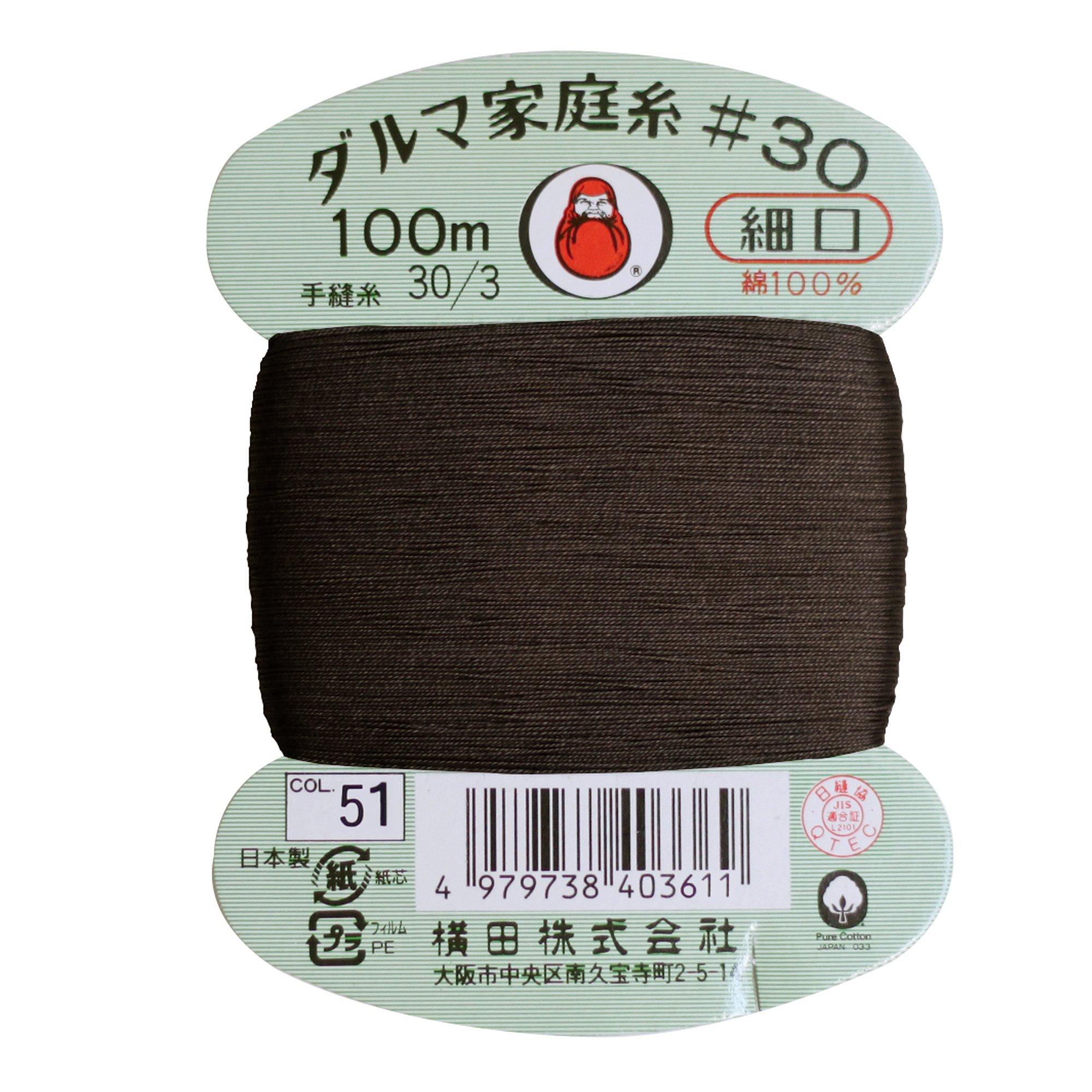 Yokota Daruma Home Sewing Thread Hand Sewing Thread 30 Count Fine Gauge col.51 Gray 100m 01-0130