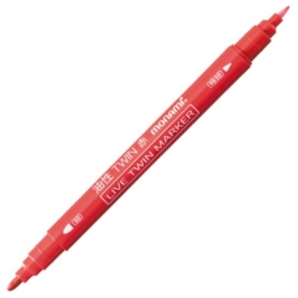 Monami Oil-Based Twin Marker Fine + Extra Fine Tip Red 15002 1 piece