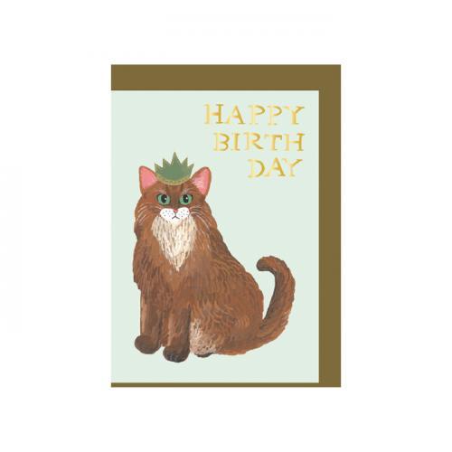 Sodeyama Kahoko Birthday Mini Card / Brown Cat
