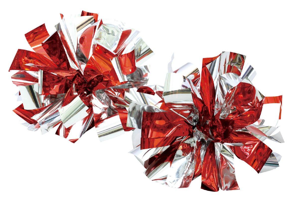 Artec Sports Day Pom Poms Hands-Free Cheer Pom Poms Red Silver 9006