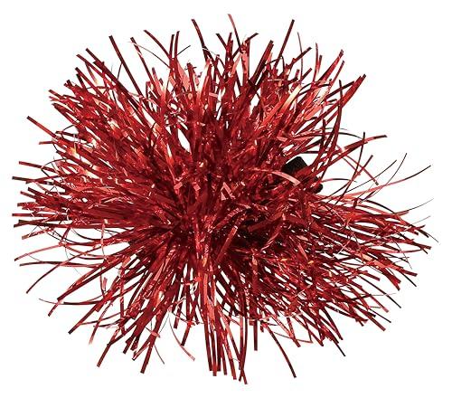 Sparkly Pom-Pom Hair Clip - Red