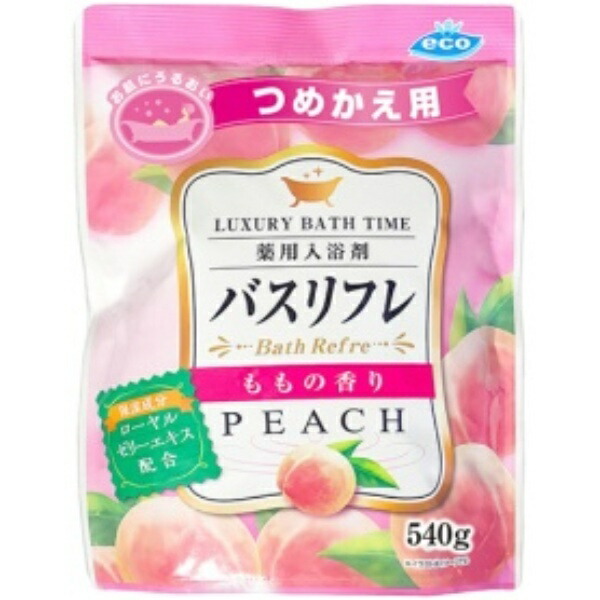 Lion Chemical Medicated Bath Salt Bath Refresh Peach Scent Refill 540g 1 Pack