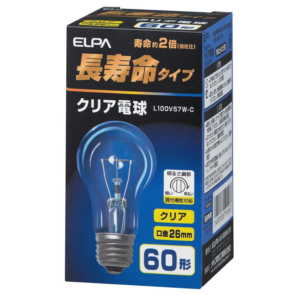 ELPA Long-Life Clear Bulb Lighting Indirect Lighting E26 57W Clear L100V57W-C