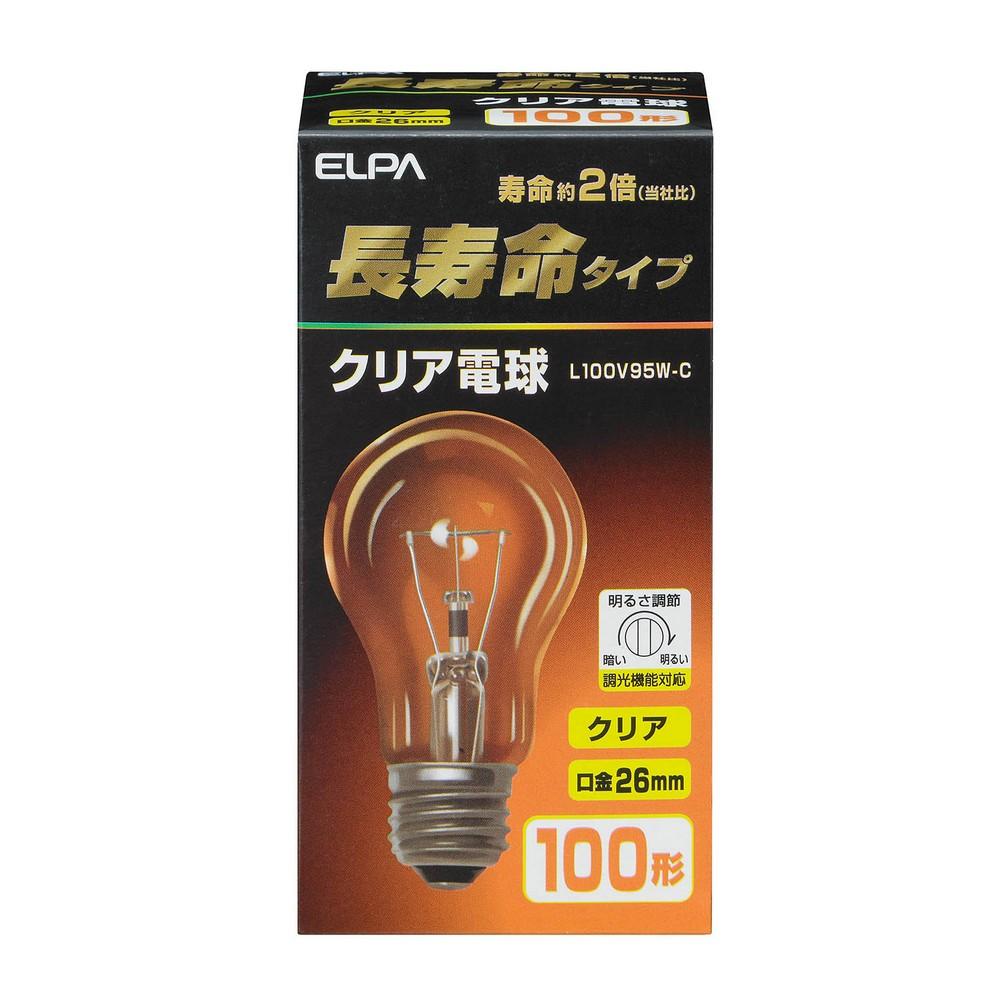 ELPA Long-Life Clear Bulb Lighting Indirect Lighting E26 95W Clear L100V95W-C