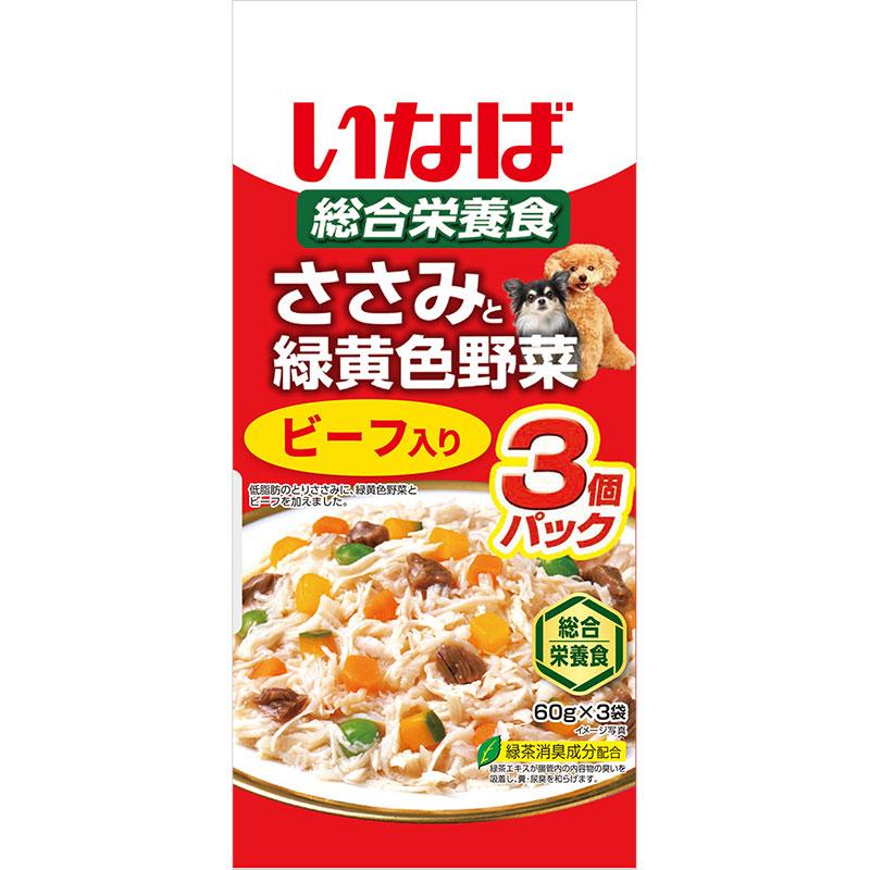 Inaba Chicken Breast with Green and Yellow Vegetables and Beef 60g × 3 bags
