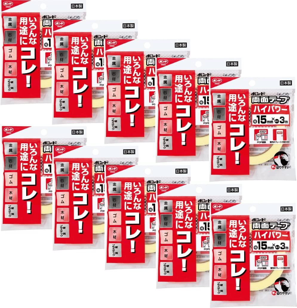 Konishi Bond Double-Sided Tape High Power 15mm Width × 3m Length #05246