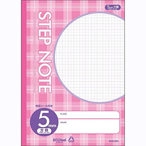 Sakura Cray-Pas Learning Notebook 5mm Grid N114 Check Pink