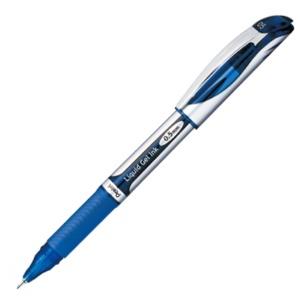 Pentel Gel Ink Ballpoint Pen Energel 0.5mm Silver Barrel Blue Ink BLN55-C