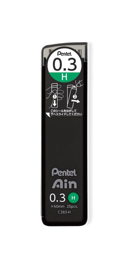 Pentel Ain Replacement Refill for Mechanical Pencils | 0.3mm | Height | 25 pieces, 1 unit? (Pack of 1), C283-HO-PC, Black