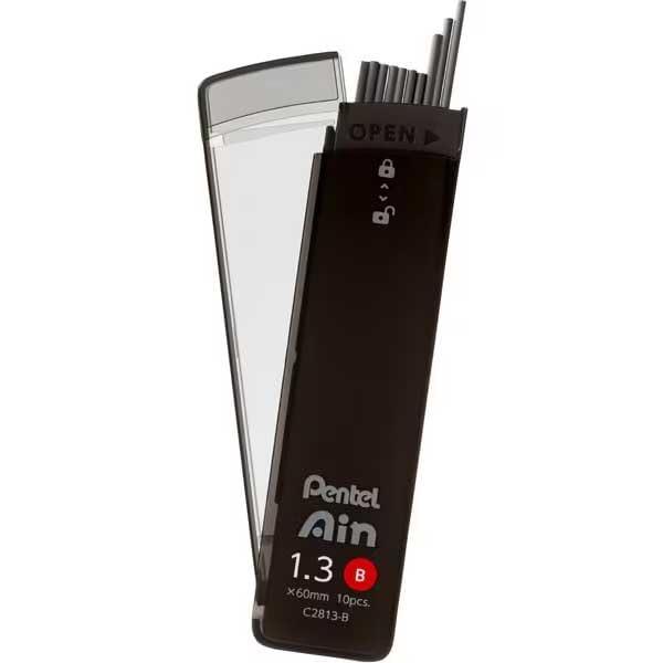 Pentel Mechanical Pencil Lead Pentel Ain 1.3mm B 10-Pack C2813-B