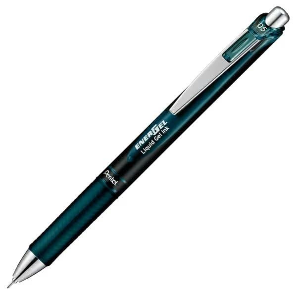 Pentel Energel Ballpoint Pen 0.5mm Silver Barrel Indigo Black BLN75A2-SA