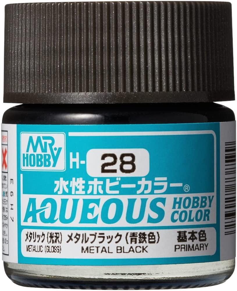 GSI Creos New Water-Based Hobby Color Metallic Black (Blue-Gray) Metallic Gloss 10ml Model Paint H28
