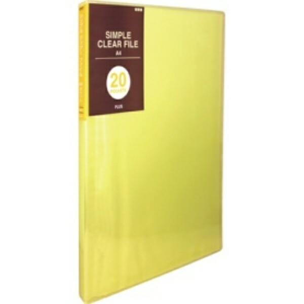 Plus Simple Clear File FC-220SC A4-S 20-Pocket Yellow 98-163