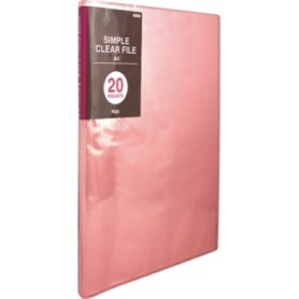 Plus Simple Clear File FC-220SC A4-S 20-Pocket Pink 98-164