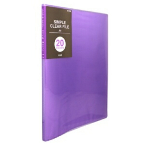 Plus Simple Clear File FC-220SC A4-S 20-Pocket Purple 98-165