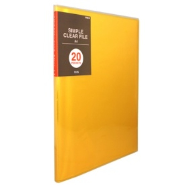 Plus Simple Clear File FC-220SC A4-S 20-Pocket Orange 98-166