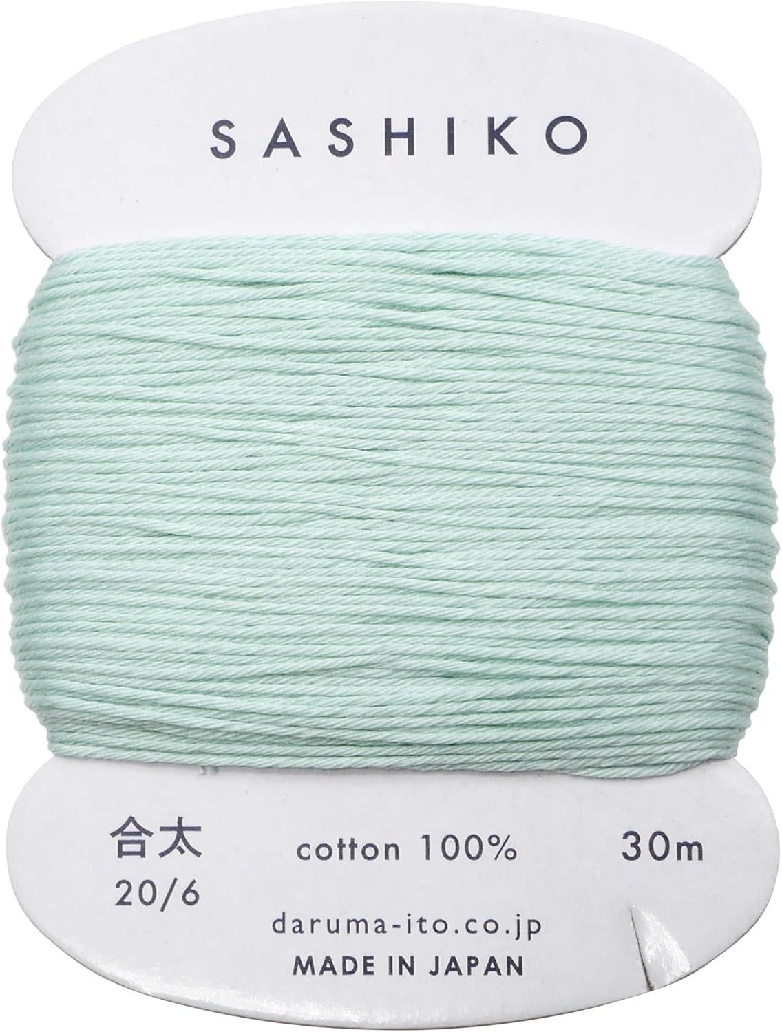 Daruma Sashiko Thread 〈Medium Weight〉 Card-Wound COL.206 Mint Approx. 30m 01-2410 Light Blue