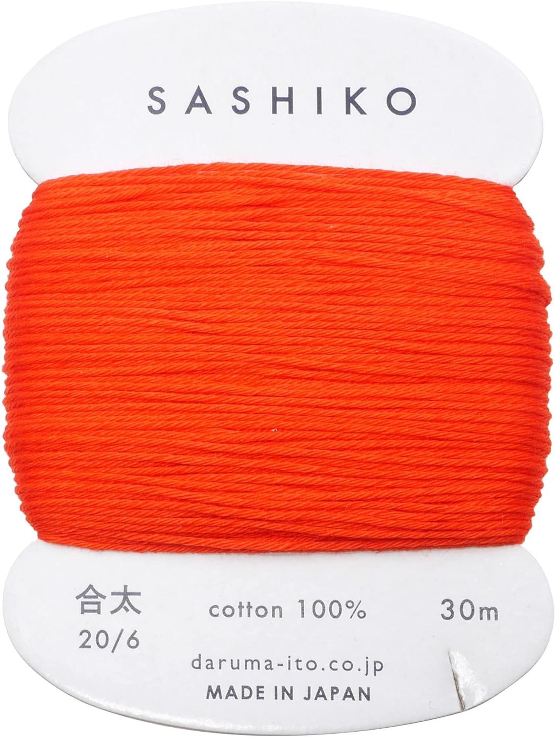 Daruma Sashiko Thread 〈Medium Weight〉 Card-Wound COL.212 Vermilion Red Approx. 30m 01-2410