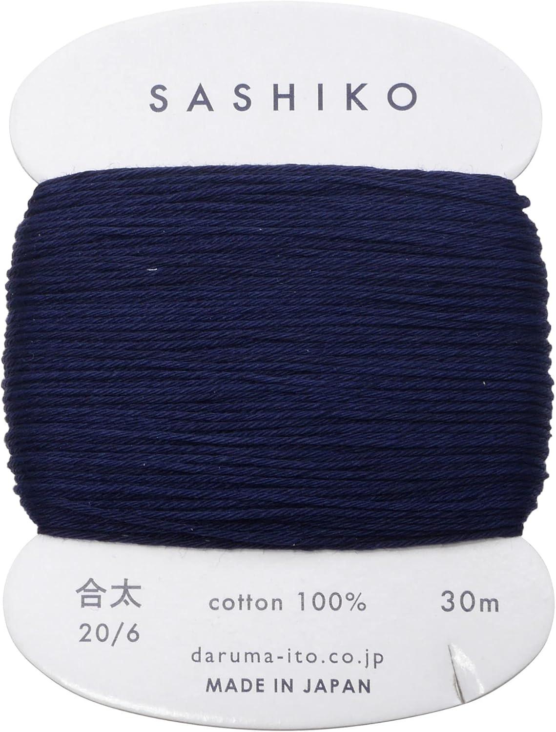 Daruma Sashiko Thread 〈Medium Weight〉 Card-Wound COL.216 Dark Blue Approx. 30m 01-2410 Blue