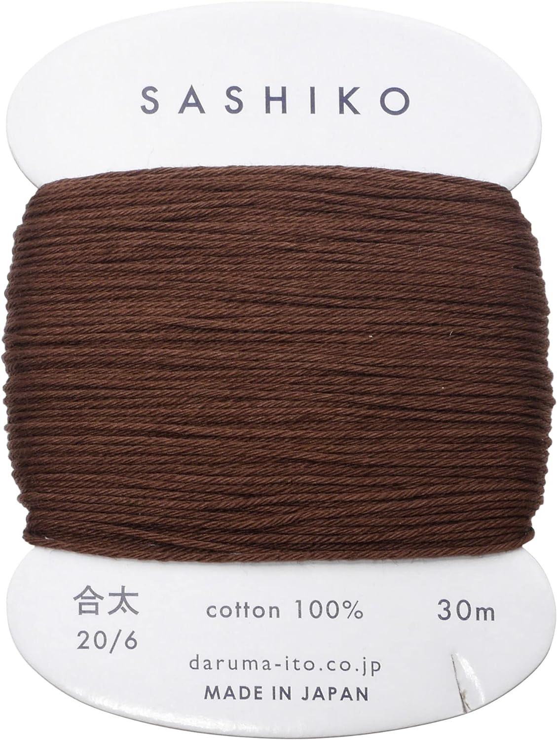 Daruma Sashiko Thread 〈Medium Weight〉 Card-Wound COL.218 Dark Brown Approx. 30m 01-2410 Brown