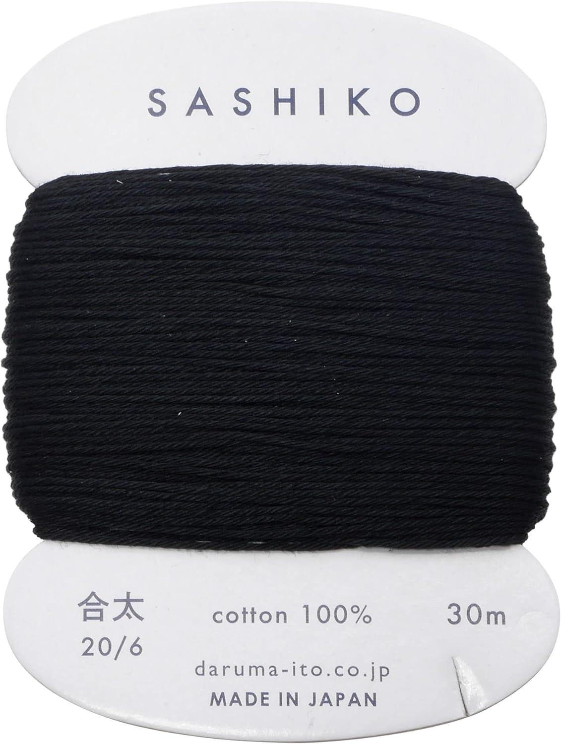 Daruma Sashiko Thread 〈Medium Weight〉 Card-Wound COL.219 Black Approx. 30m 01-2410