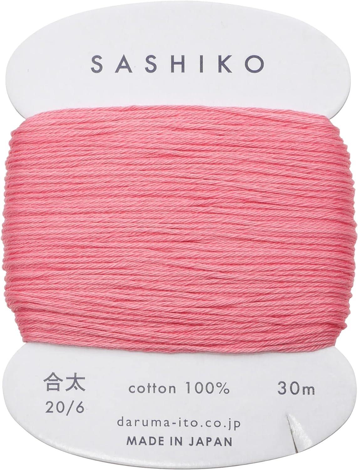 Daruma Sashiko Thread 〈Medium Weight〉 Card-Wound COL.222 Plum Approx. 30m 01-2410 Pink