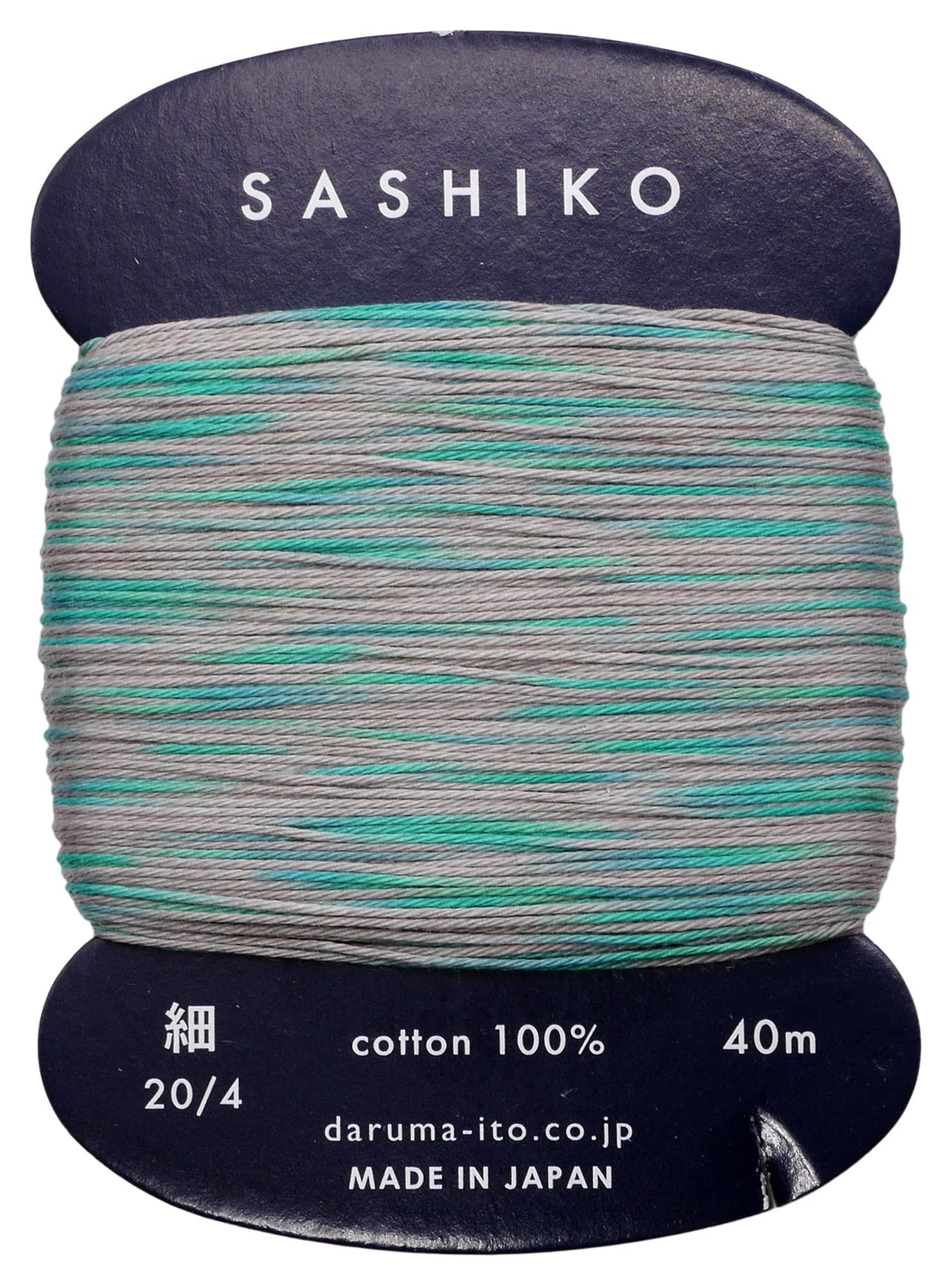 DARUMA Sashiko Thread 〈Fine〉 2-Color Kasuri Card-Wound Approx. 40 m COL.301 Rain Sound 01-2400