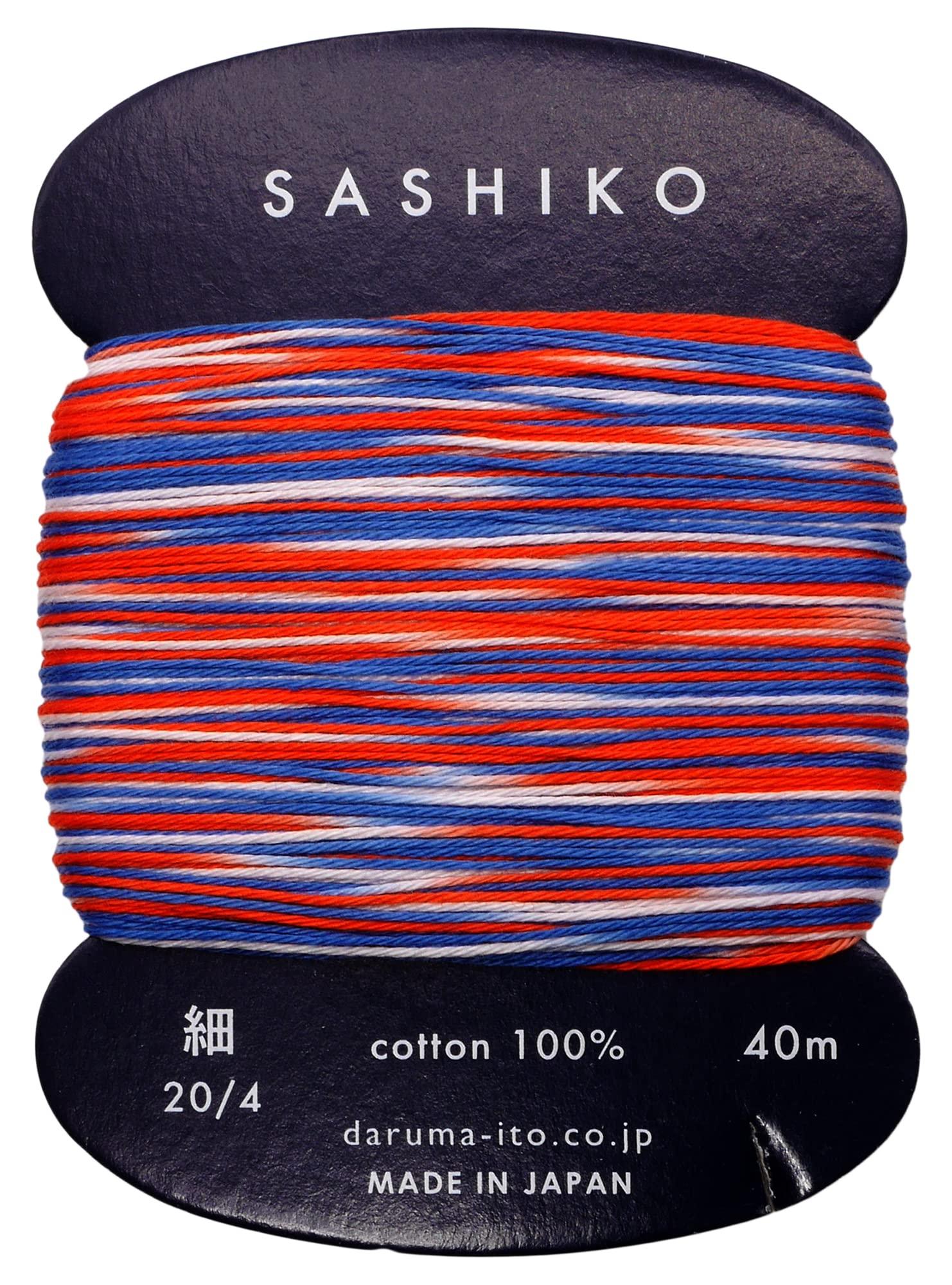 DARUMA Sashiko Thread 〈Fine〉 3-Color Kasuri Card-Wound Approx. 40 m COL.401 Goldfish Scooping 01-2400