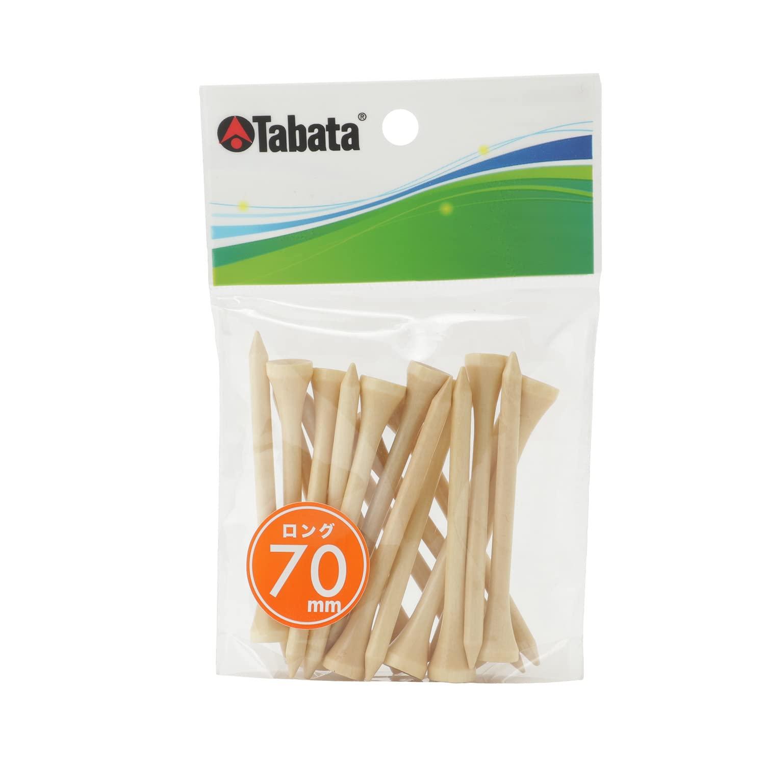 Tabata Golf Tees Long Tees Wood Tees Long Pro Slim Long Natural Wood 70mm 18-Pack Varnish GV0506