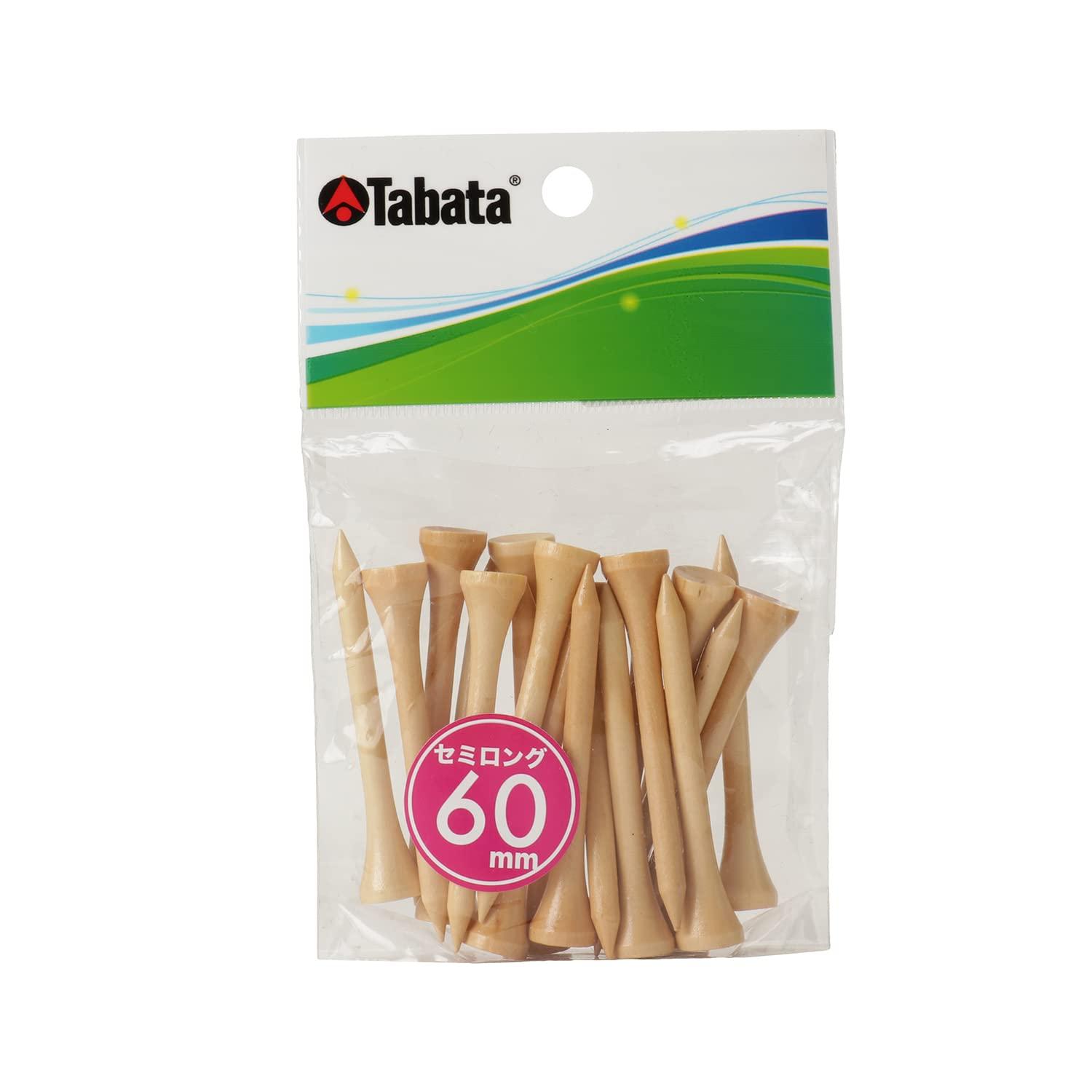 Tabata Golf Tees Long Tees Wood Tees Long Natural Wood Tees Semi-Long 60mm 20-Pack GV0509